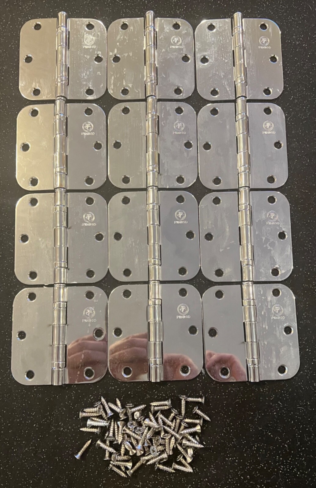 12 Penrod Chrome Ball Bearing Hinges 3 1/2 Inch 5/8 Inch Radius