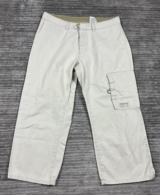 Jordache Pants Womens 13/14 Beige Cargo Capri 100% Cotton Casual