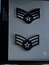 5 PAIRS! USAF SENIOR AIRMAN SRA METAL CHEVRON COLLAR RANK INSIGNIA BADGES PIN