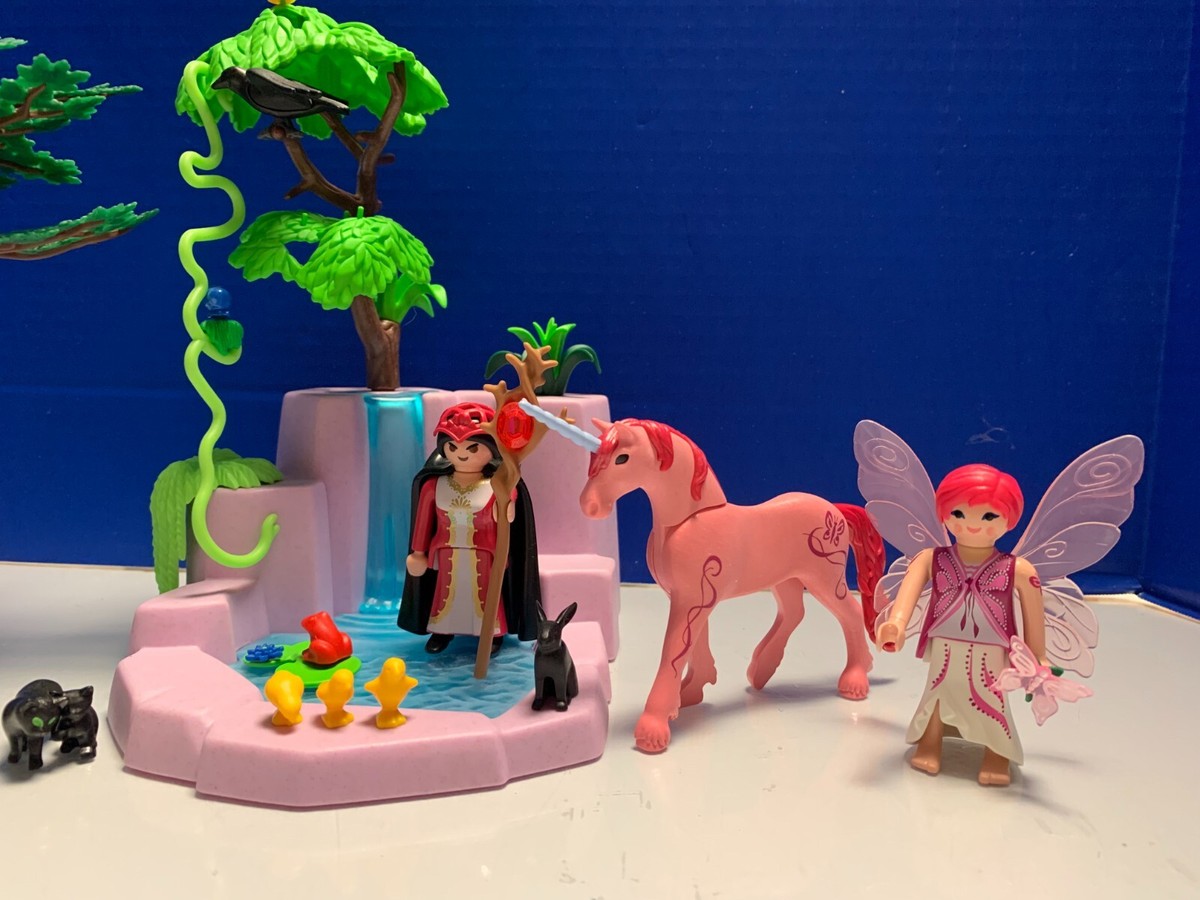 Playmobil Custom Witch and Fairy set with Waterfall EUC Smoke Free