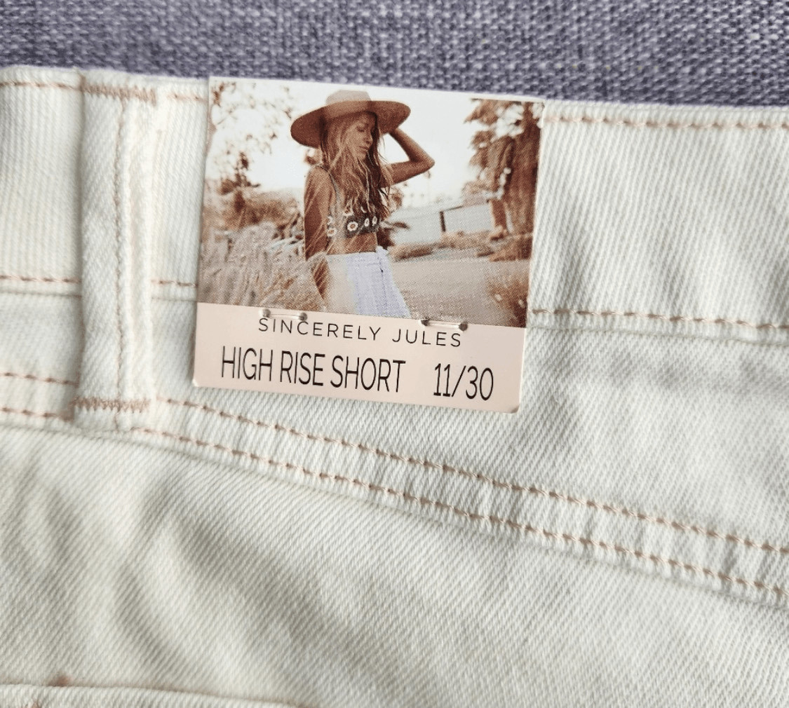 Sincerely Jules High Rise Shorts Distressed Jean Shorts Denim Cream Off White 11 thumbnail 4