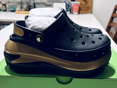 NEW Crocs Classic Mega Crush Clog - Black / Metallic
