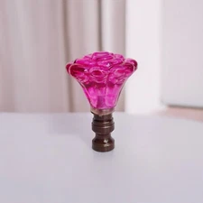 Set of Two /  Beautiful Glass Floral Lamp shade finials. Harp Toppers