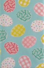 Decorative Easter Egg Collage Vinyl Flannel Back Tablecloth 52 Inch Square