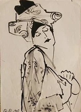 Fashion model life drawing 1, Original Contemporary, Size 8.75"x12",1997,US