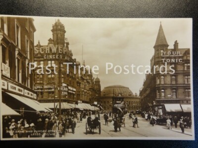 c1910 RPPC - LEEDS, Boar Lane & Duncan Street - excellent animated street scene