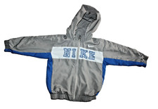 Nike Wind Jacket Boys 24 Months Gray Full Zip Tuck-A-Way Hood Spellout