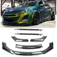 Front Bumper Lip Splitter Spoiler For Mazda 3 Carbon Fiber Strut Rods Body Kits
