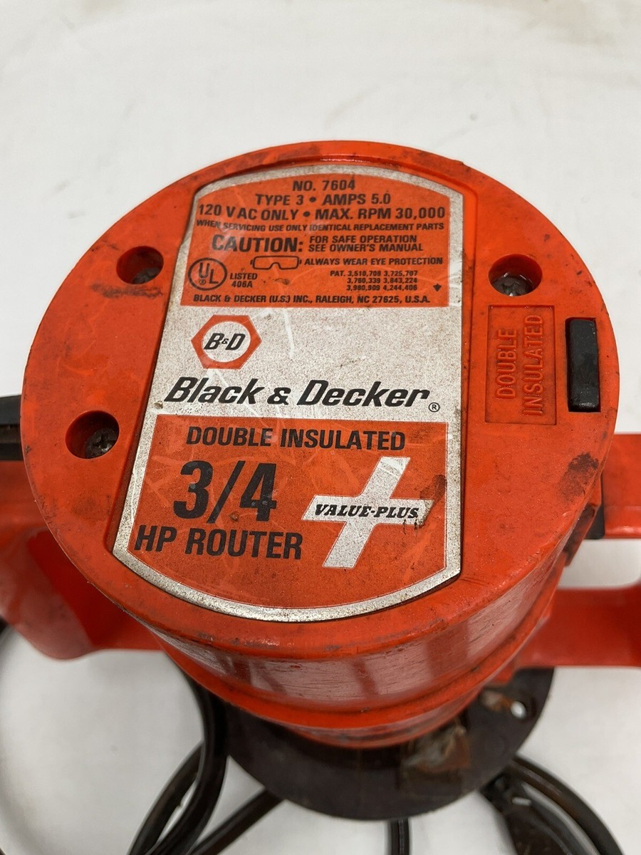 Vintage Black And Decker Router 7604 1 HP 30000 RPM 120 Vintage Black And Decker Router 7604 1 HP 30000 RPM 120