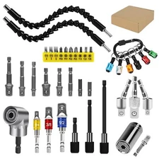 Flexible Drill Bit Extension Set 38pcs Right Angle Drill Attachment Rotatable Jo