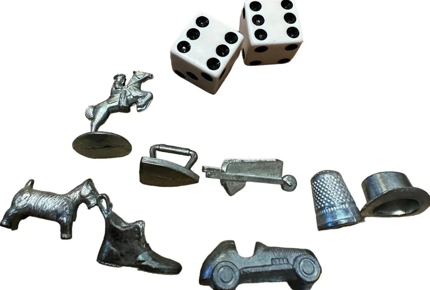 Vintage Monopoly Game Pieces Lot of 8 Figures Plus Dice