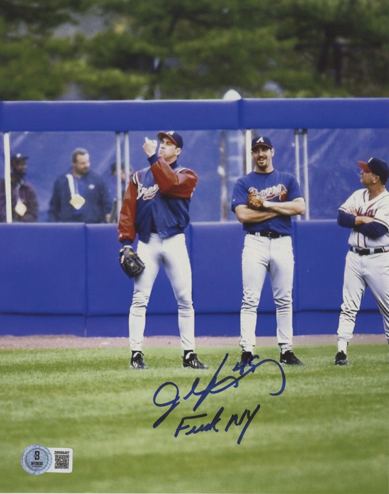 John Rocker Signed Atlanta Braves 8x10 Photo w/ F**K NY Beckett Wit BAS COA #2