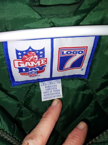 VTG 90s Game Day Logo 7 Green Bay Packers NFL Hood Puffer Jacket Starter Style L - Picture 3 of 3