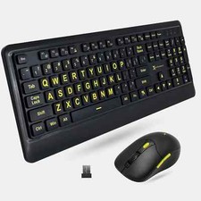 Large Print Keyboard and Mouse Wireless Combo - 4x Larger Oversize Letters fo...