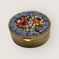 Portapillole Mini Scatolina ovale in Micro Mosaico Vetro Murano Vintage 28 mm