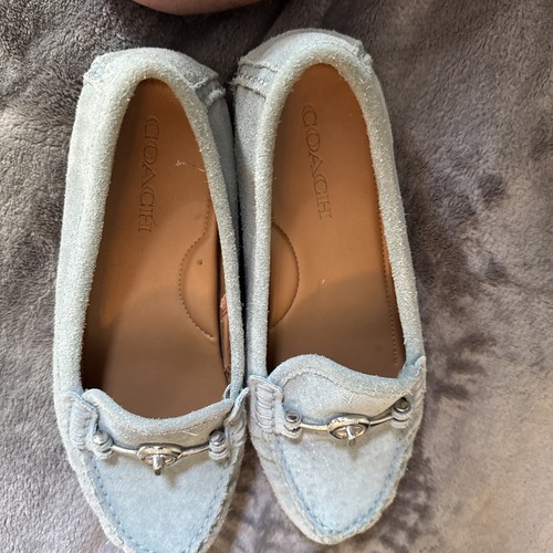 COACH Suede Light Blue Arlene Loafer Driving Moccasin Shoes Women's Size 7.5 B - Picture 6 of 7