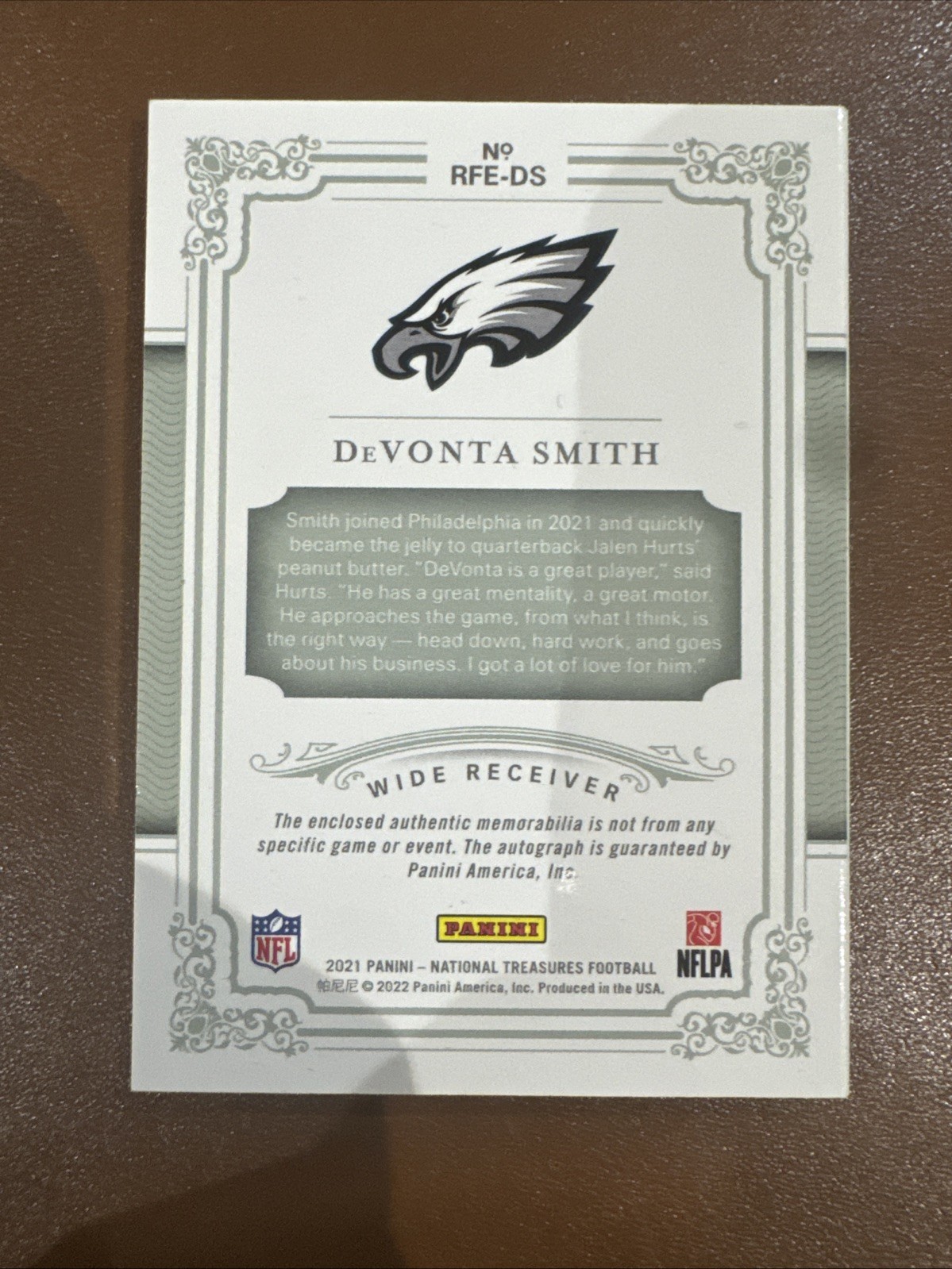 2021 National Treasures DeVonta Smith RC Booklet Patch Auto 77/99 Eagles view 3