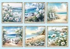 Beach Card Toppers for Cardmaking & Scrapbooking, Ephemera, Gift Tags topper