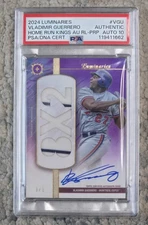 2024 Luminaries Home Run Kings Vladimir Guerrero Patch Auto Purple /3 PSA 10 Aut