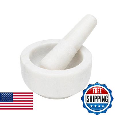 Fox Run White Marble Mortar & Pestle, 4.75'' - Grind Herbs & Spices