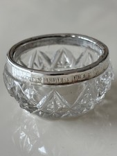 Antique Sterling Silver & Glass Salt Pot