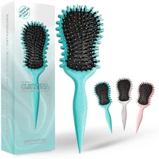 Green Curl Defining Brush for Curly Hair Edge Control Round Hairbrush Boar