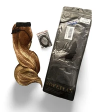 Sofeiyan Curly Ponytail Extension 15” Synthetic Brown Highlighted Light Blonde