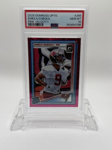 2025 Panini Donruss Rated Rookie Emeka Egbuka #265 Optic Pink Velocity PSA 10