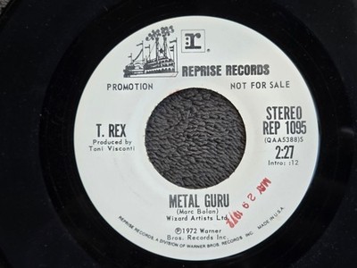 T REX METAL GURU WLP MONO 7''  WHITE LABEL PROMO