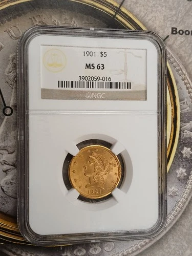 GOLD 1901 S Mistake On Holder  $5 MS63 NGC Gold Liberty Head Coin  TP-9826