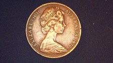 1970 Australian 2 Cent Coin Elizabeth II Lizard Good Cond.