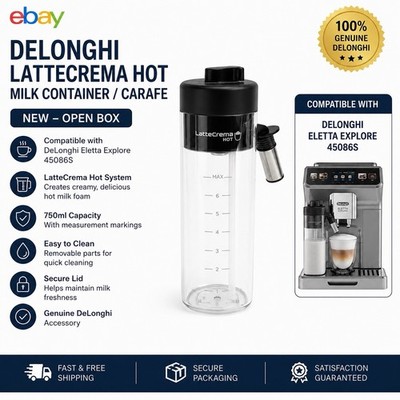 DeLonghi LatteCrema Hot Milk Carafe Eletta Explore ECAM45086S Genuine New