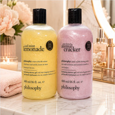 Philosophy Shower Gel 16 oz 2-Pc Set Iced Mint Lemonade Animal Cracker BA O