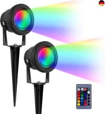 kefflum 10W RGB Gartenbeleuchtung Scheinwerfer LED Strahler Gartenlampe mit