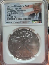Struck At Philadelphia Mint 2020 (P) Eagle S $1 Emergency Production First...