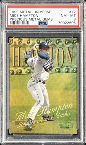 1999 METAL UNIVERSE PRECIOUS METAL GEMS #12 MIKE HAMPTON 3/50 PSA 8