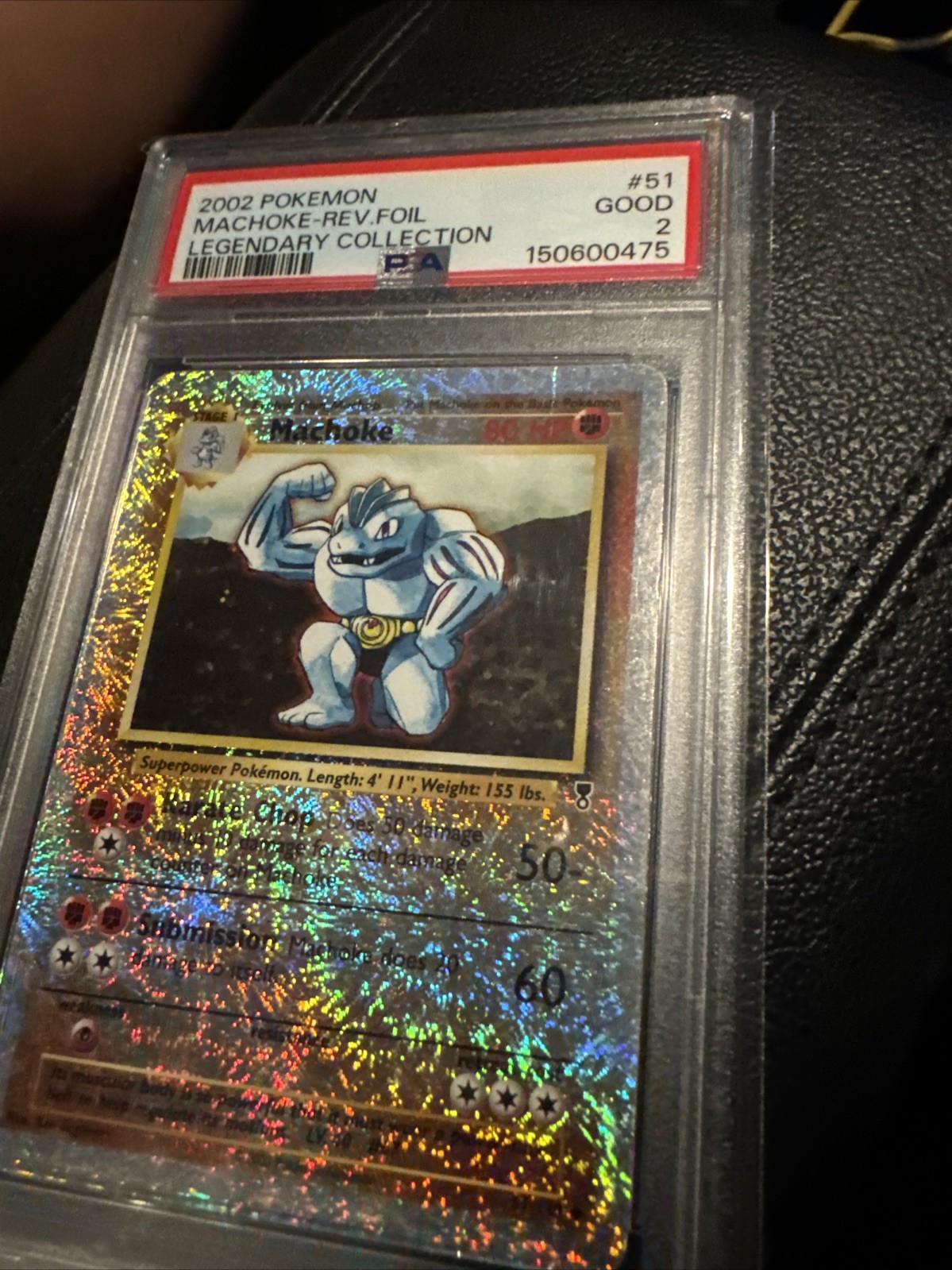 2002 POKEMON LEGENDARY COLLECTION #51 MACHOKE-REVERSE FOIL PSA 2