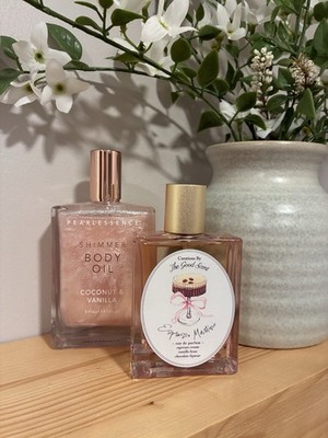 Perfume and body glow oil set 