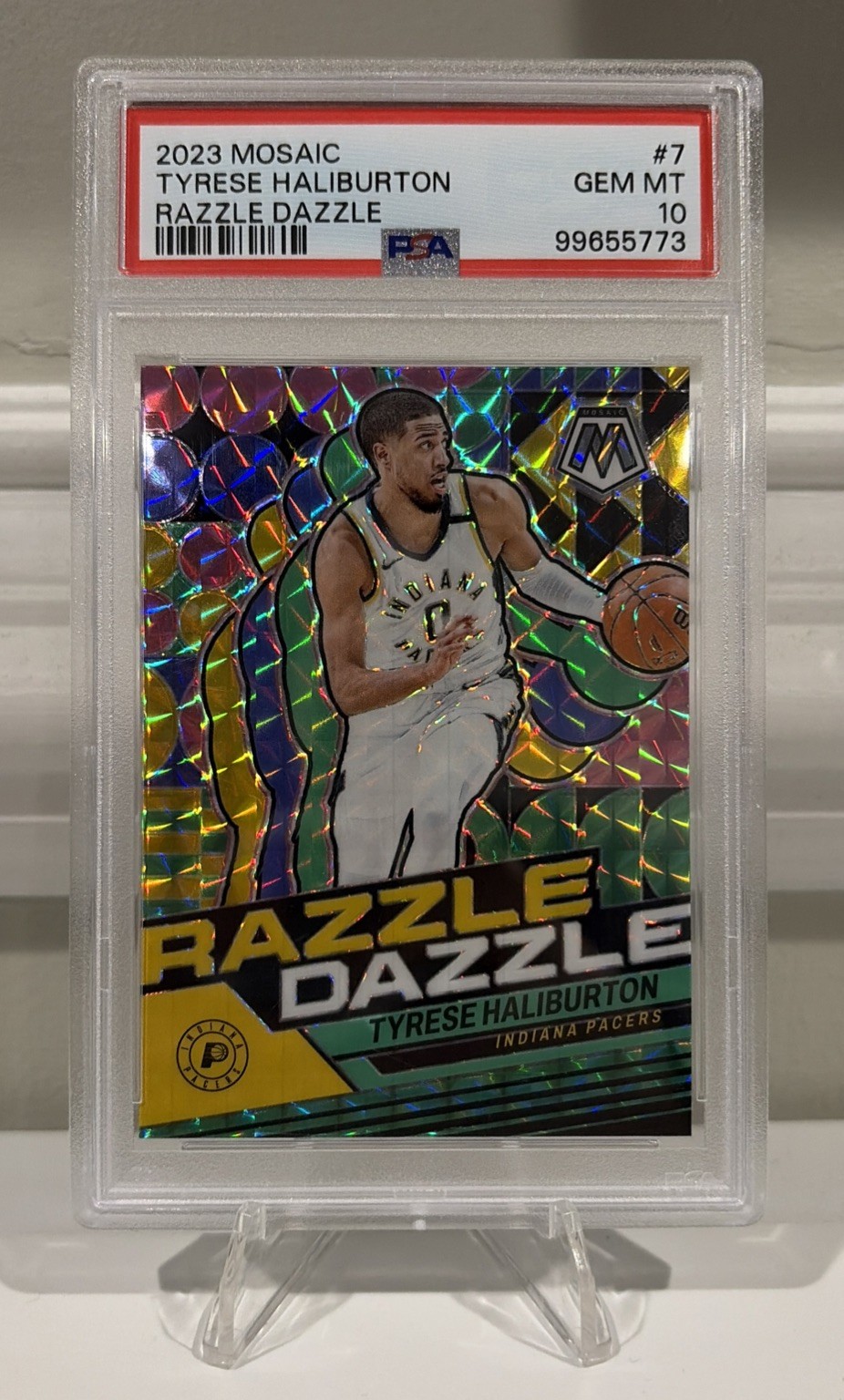 2023 Panini Mosaic Tyrese Haliburton Razzle Dazzle Case Hit SSP PSA 10 🔥🔥...