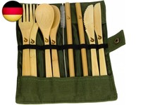 Reisebesteck Bambus Mit Etui FüR 2 Personen, Campingbesteck Set Nachhaltig &