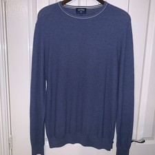 BNWOT T M Lewin Merino Cotton Mix Blue Jumper Pullover Men Size M