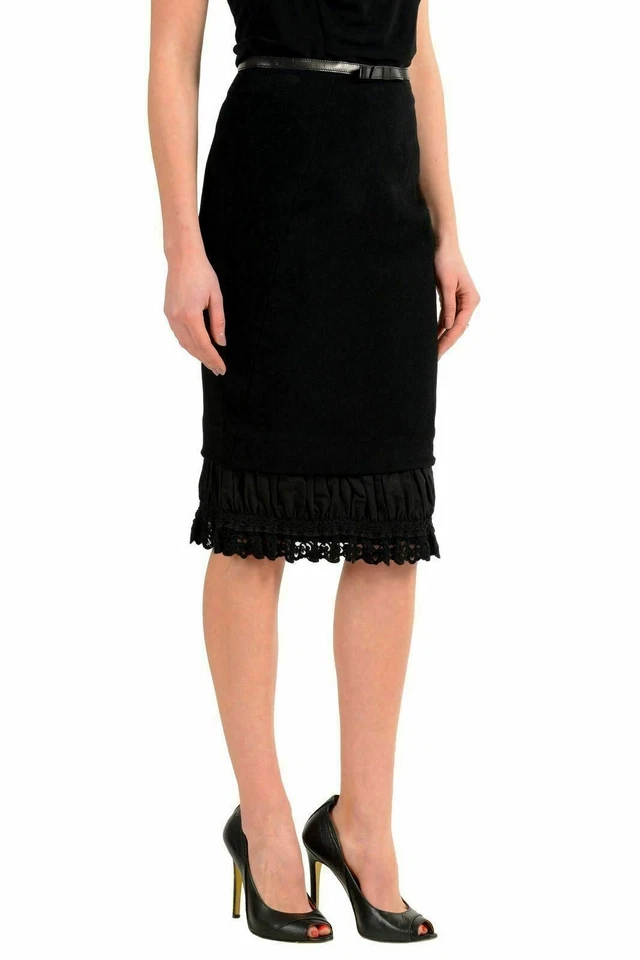 Falda lápiz negra de angora de lana para mujer Dsquared2 US S IT 40 Foto 2 de 4