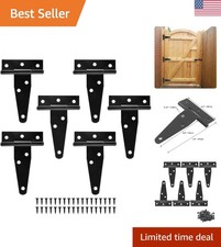 Durable Black T-Strap Hinges in 6-Pack: 3-Inch Heavy Duty for Versatile Use