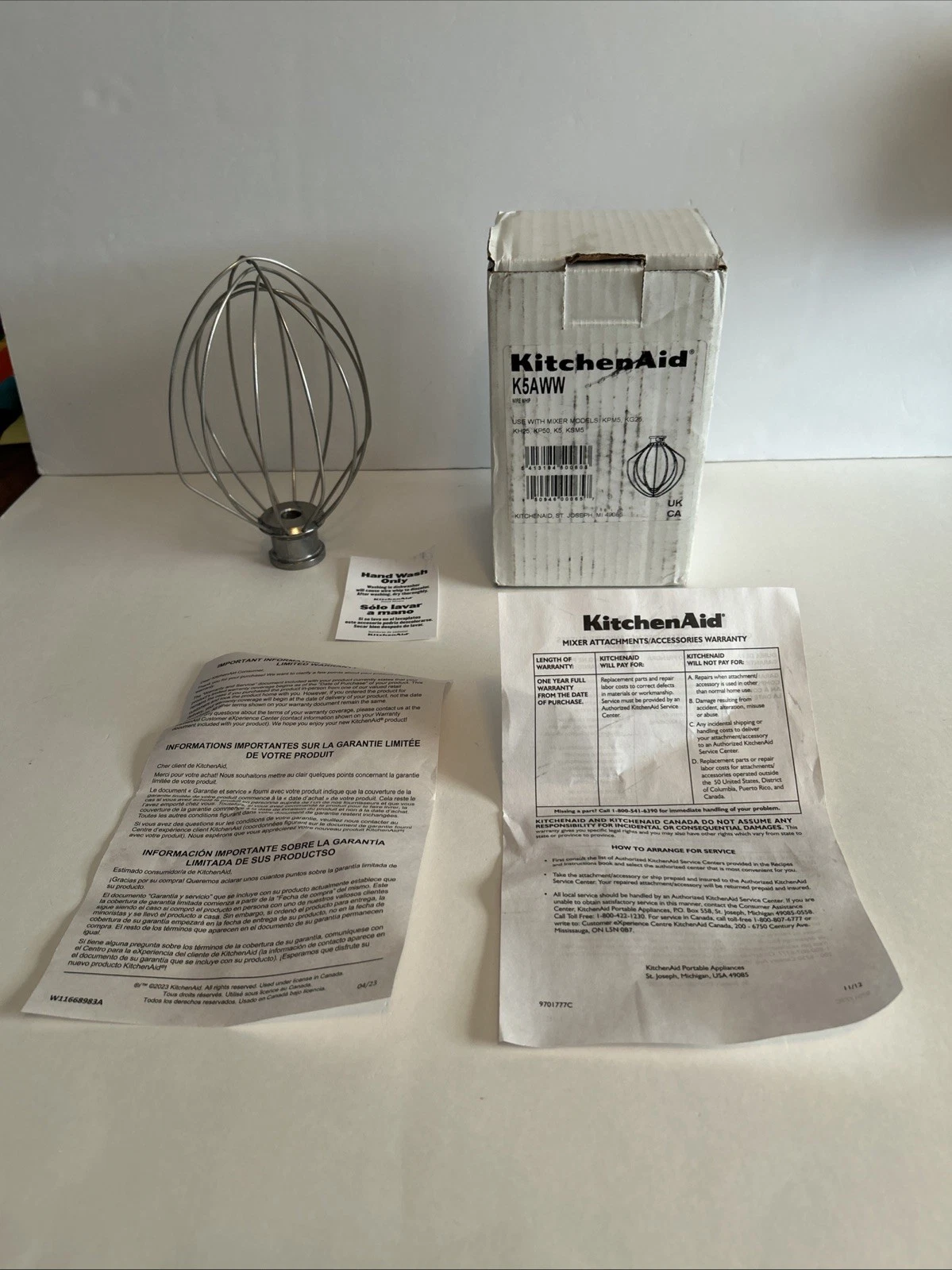 Kitchen Aid Stainless Steel Whisk, Wire Whip Attachment