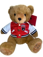 FAO Schwarz Plush Bear 12 Size Doll Varsity Jacket Red Black White 1862