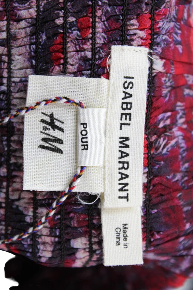 Isabel Marant For H+M Girls Smocked Abstract Silk Skirt Purple Red Size 12-13 - Image 3 of 3