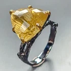 Gemstone ring 11ct Natural Lemon Quartz Ring 925 Sterling Silver Size 8 /R459110