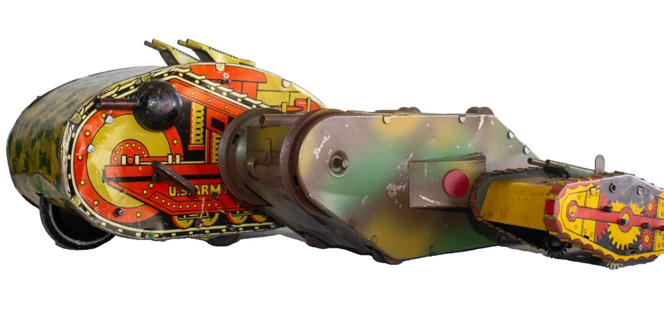 1934-1938 American Marx набор из 3 заводных оловянных литографированных резервуаров - Изображение 2 из 4