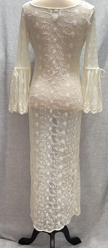 Vtg Victorias Secret 80s 90s Gold Label Floral Stretch Lace Maxi Gown Sz S - Image 2 of 4