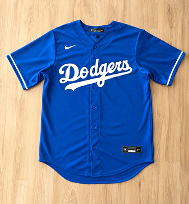 Nike Los Angeles Dodgers MLB Trikot Kurzarm blau/weiß mit Knopfleiste